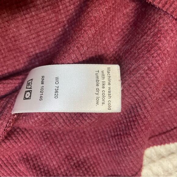 Michael Stars Red/Purple Waffle Knit Square Cut Long Sleeve Semi Cropped Tee XS - Picture 9 of 9